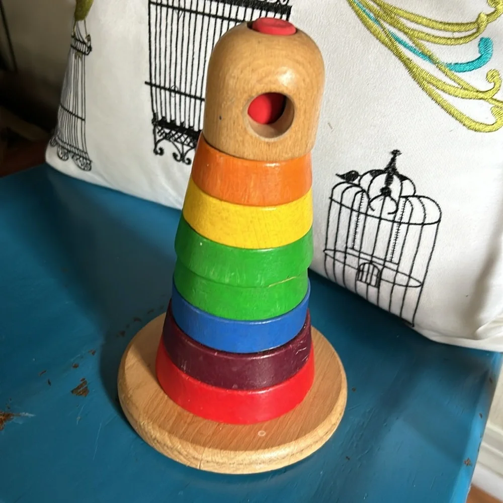 IKEA Wood Stacking Rings Toy Baby Toddler Puzzle Learning Colors